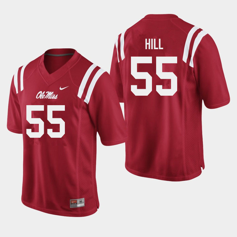 Men #55 KD Hill Ole Miss Rebels College Football Jerseys Sale-Red